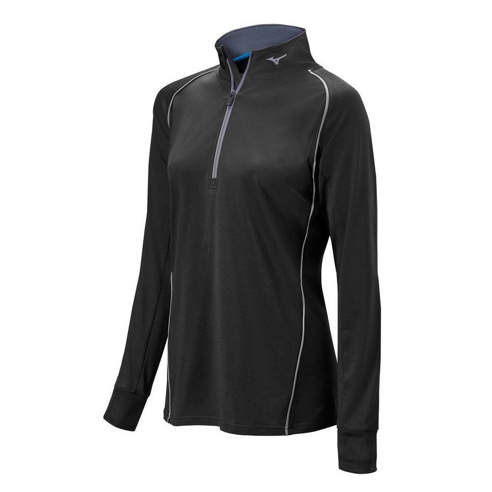 Damske Pulóver Mizuno Comp 1/2 Zip Long Sleeve Čierne Vypredaj SGWI08532